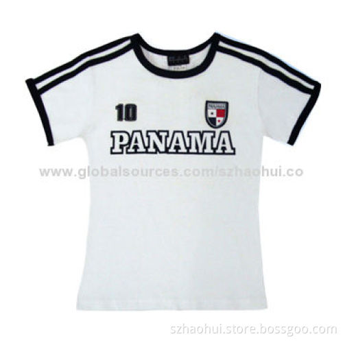 Women's 100% cotton printed T-shirt for Panama Market, slim fit style, OEM orders are welcome